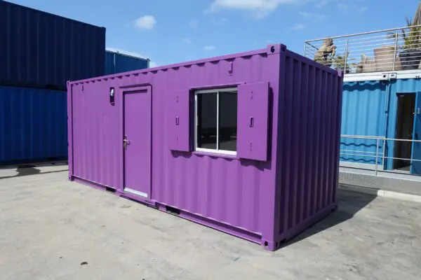 Purple Custom Painted Site Cabin | Storage on Site Purple Custom Painted Site Cabin | Storage on Site