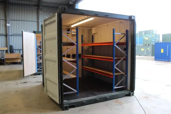 10ft Storage Container with two bays of Racking | Storage on Site 10ft Storage Container with two bays of Racking | Storage on Site
