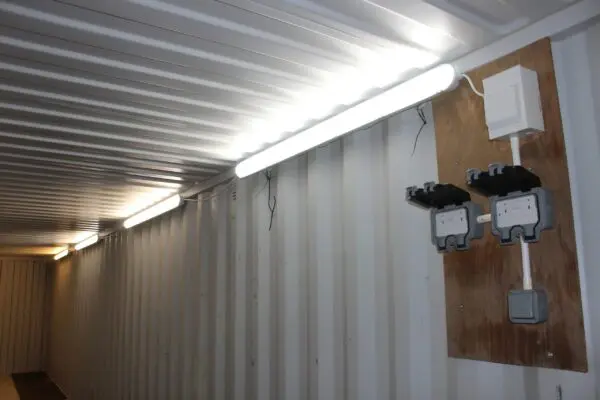 Strip Lighting for 40ft - 4 x strip lights, fuse board, double plug, external commando plug Shipping Container Lighting - Strip Lighting for 40ft - 4 x strip lights, fuse board, double plug, external commando plug