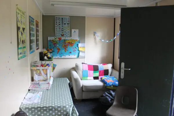 Inside 20ft Shipping Container Classroom at Southampton City Farm