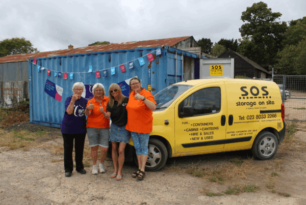 Portsmouth Relay For Life Committee Members with Storage on Site Shipping Container
