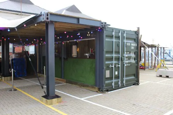 Shipping Container Converted Bar at Southampton Boat Show