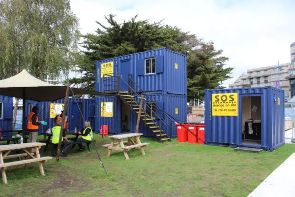 Welfare and Office Cabin set up at Southampton Boat Show