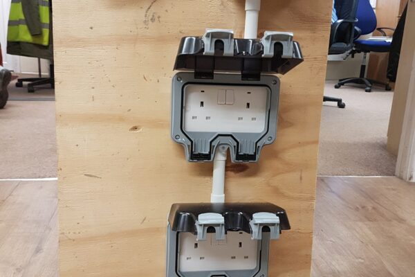 Light Board - 1 x flood light, 1 x distribution board & 2 x double plug sockets Light Board | Storage Container Accessories