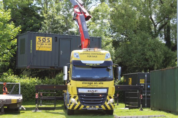 Placing a double stacked cabin at AFC Totton | Storage on Site