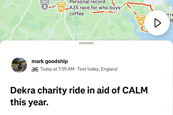 Strava Map - DEKRA 100K Challenge for CALM Charity
