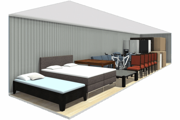 40ft container 3D render with contents