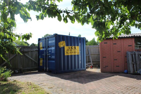 8ft furniture grade container in a garden in Blackfield