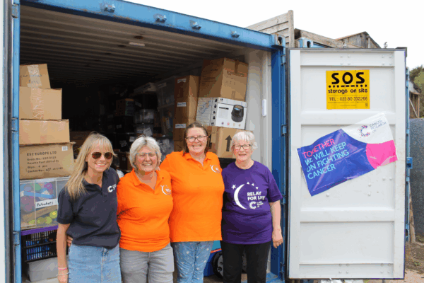 Portsmouth Relay For Life Committee Members with Storage on Site Shipping Container