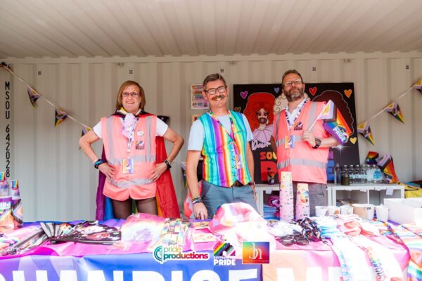 Merch stand made from an SOS Open-Sided Container at Southampton Pride