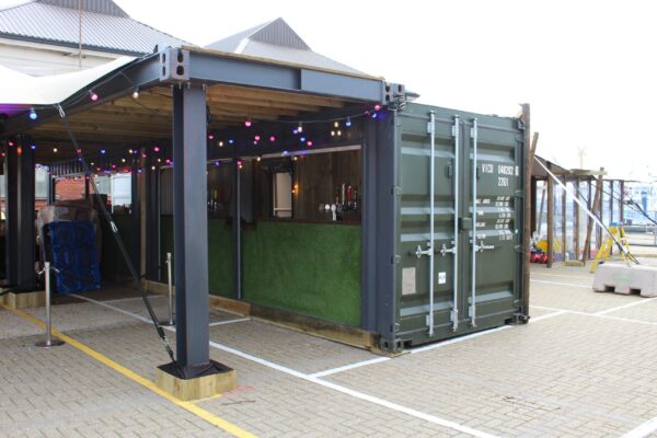 Shipping Container Converted Bar at Southampton Boat Show