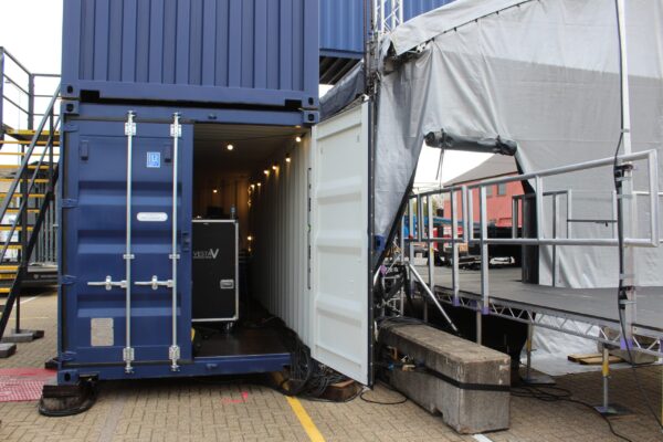 Storage Container Holding Sound Equipment Backstage at the Shipyard Stage - Southampton Boat Show