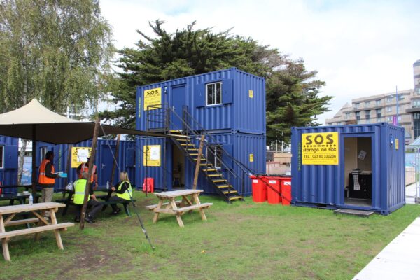 Welfare and Office Cabin set up at Southampton Boat Show