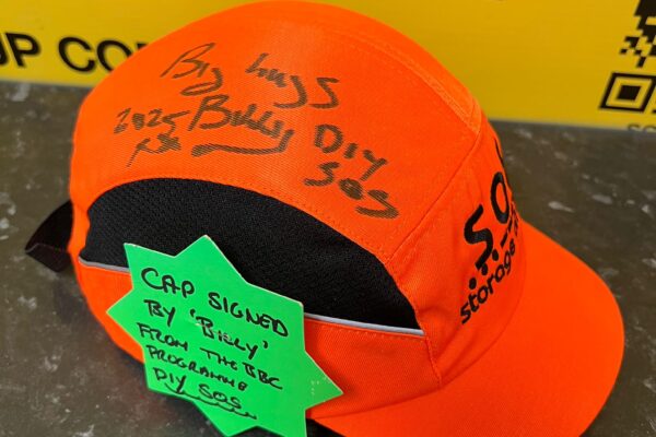 Storage on Site bump cap signed by Billy the Electrician from DIY SOS.
