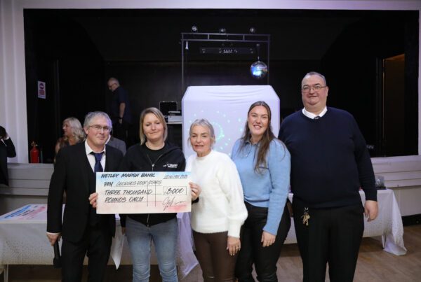 Amy, founder of George's Rockstars, with SOS team and Netley Marsh Steam & Craft Show Committee.